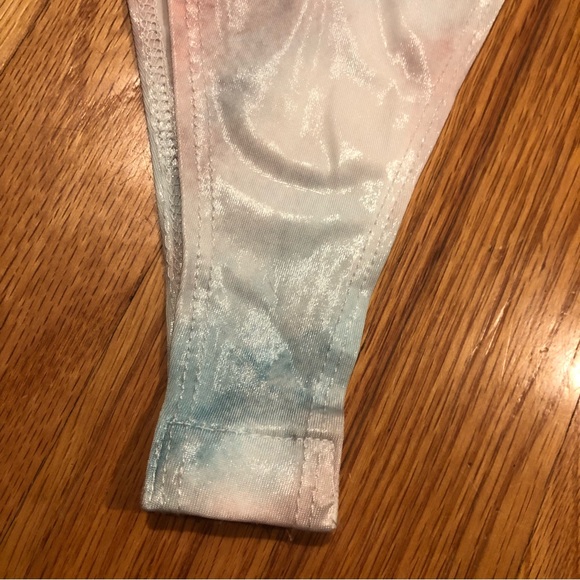 2 For $30 NWT Pastel Tie Dye Wet Look Ruched Iridescent Plunging Bodysuit - Picture 7 of 14